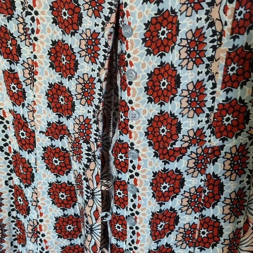 Boho small top love fire retro hippie shirt button floral festival - Picture 2 of 8